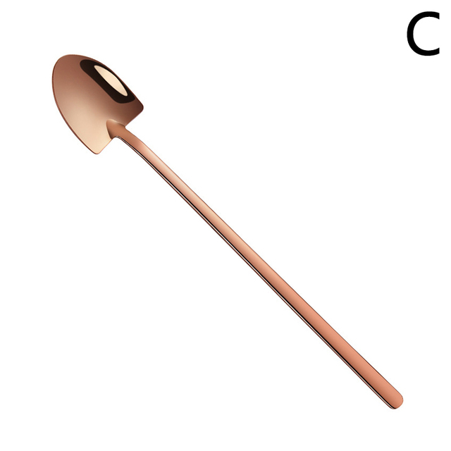 Handle Stainless Steel Coffee Spoon Square Shovel Stirring Scoop Dessert Flatware Milk Tea Tools Cafe Kitchen Supplies