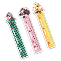Kawaii Hot Anime Rulers Cute Acrylic Demon Slayer Ruler Office for School Supplies Student Products Accessories 2021 2022 Ruler