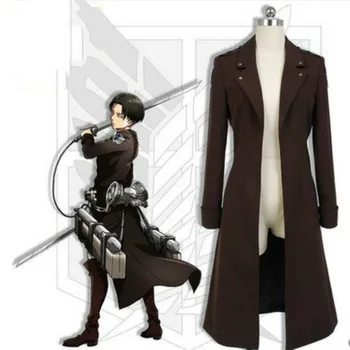 

Anime Shingeki No Kyojin Levi Rivaille Jacket Cloak Adult Halloween Cosplay Costume Attack on Titan Windbreaker Black
