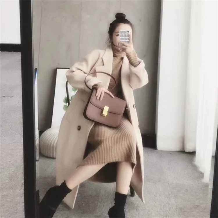 SHIJIA Autumn thicken long sweater dress woman turtleneck super Chic long-sleeve warm knit dress ladies winter clothing