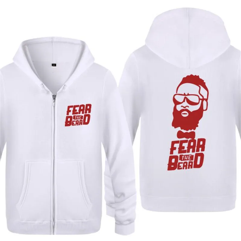 Мужская толстовка с капюшоном James Harden Fear The Beard, мужские толстовки с капюшоном из хлопка на молнии, Зимние флисовые мужские куртки с длинным рукавом, толстовка