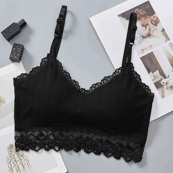 

Fashion Lace Stitching Push Up Solid Color Fitness Bra For Women Sexy Sports Bra Wire Free No Steel Ring Stretchy Bralette