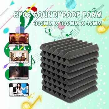 

NEW 8Pcs 305 x 305 x 45mm Soundproofing Foam Acoustic Foam Sound Treatment Studio Room Absorption Wedge Tiles Polyurethane Foam
