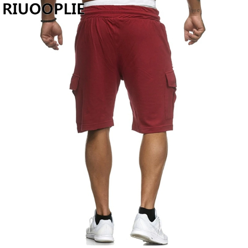 RIUOOPLIE, модные новые мужские шорты для фитнеса, хлопковые повседневные летние шорты, Стрейчевые облегающие шорты для занятий спортом, пробежки, пять длинных штанов