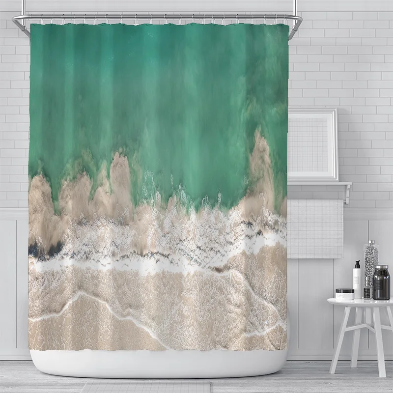 

Nordic Beach Ocean Creative Minimalist Style Shower Curtain Modern Design Fashion Washable Thickening Anti-fog Marine Animal