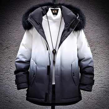 

KOSMO MASA Hooded Cotton Winter Jacket Men Warm Parka Color Jackets Man Coat Windbreaker Casual Fur Collar Down Parkas Men MP048