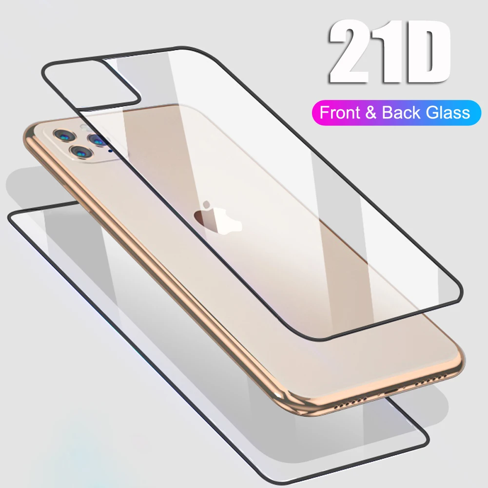 21D передняя+ задняя полноразмерная закаленная стеклянная пленка для iPhone 11 Pro Max полное покрытие небьющееся закаленное стекло Защита экрана