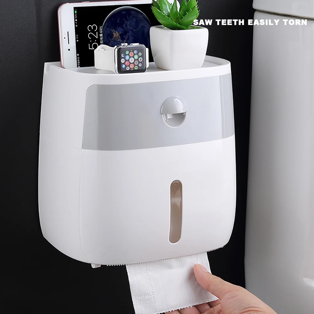 Kopen Waterdichte Wall Mount Toiletrolhouder Plank Voor Toiletpapier Lade Roll Papieren Handdoek Houder Casetube Opbergdoos Lade
