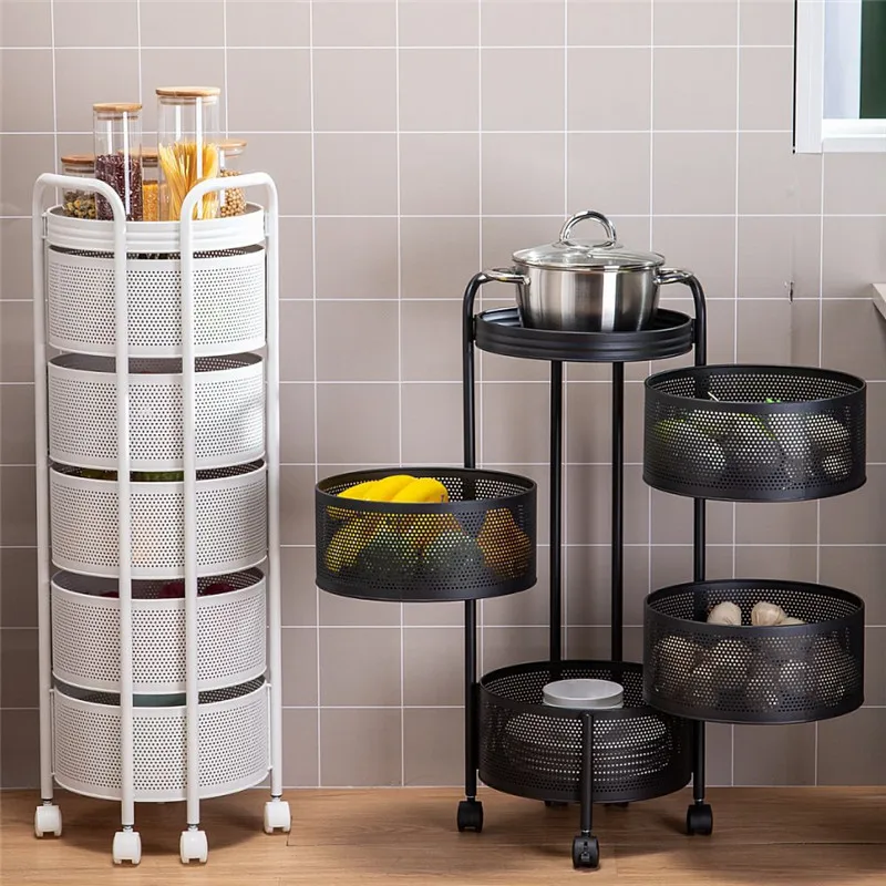 Kitchen Storage Shelves Rotating Storage Rack Kitchen Trolleys For