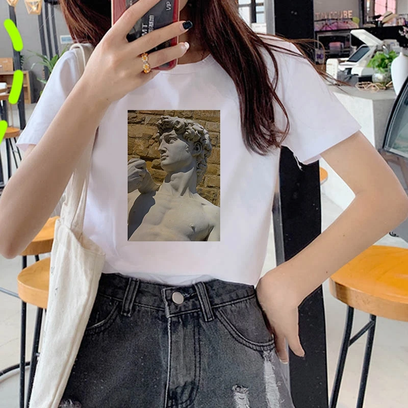 Summer Casual Women T shirts David's stone clown Printed Fashion clothing Harajuku Casual Korean Style Tops female Tee