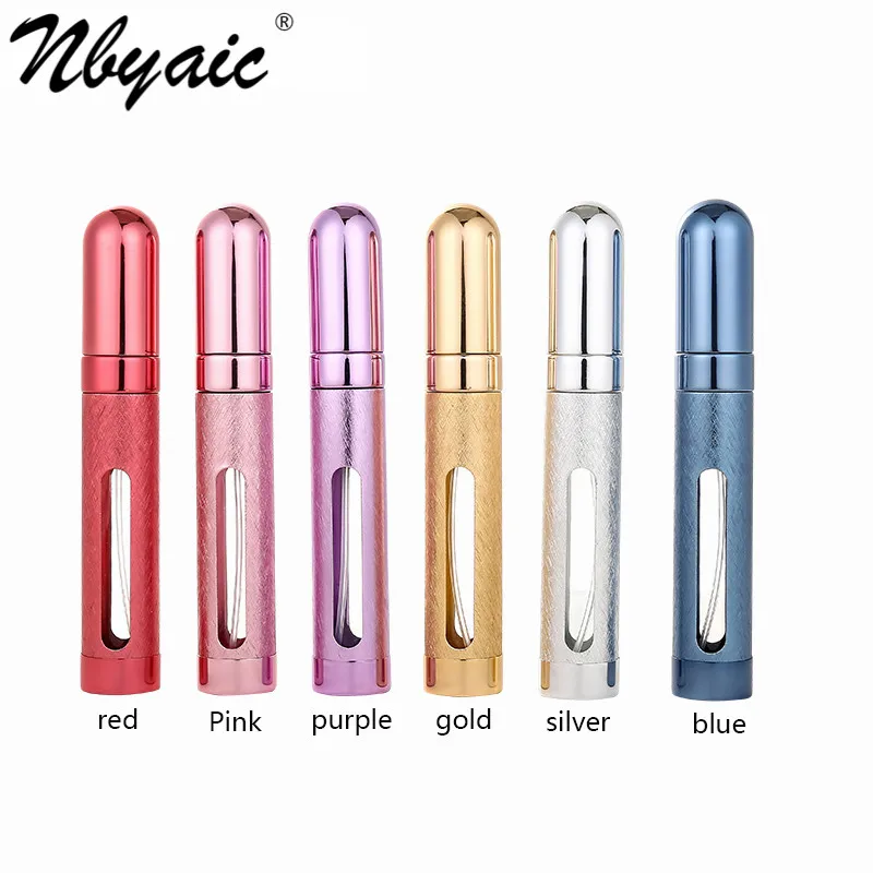 Nbyaic 12ML hollow bullet metal press type portable 1pcs perfume bottle glass bottle inner water spray empty bottle
