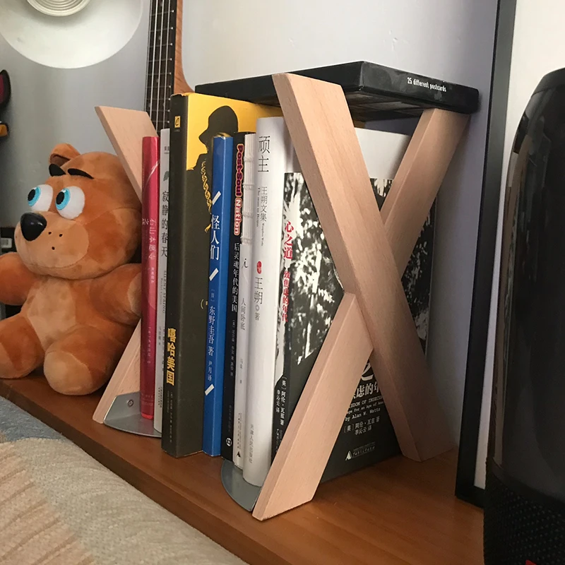 X форма деревянный большого размера держатель для книг старая мода настольная подставка для книг для книжного магазина Кофейня классная Подставка для книг украшение дома