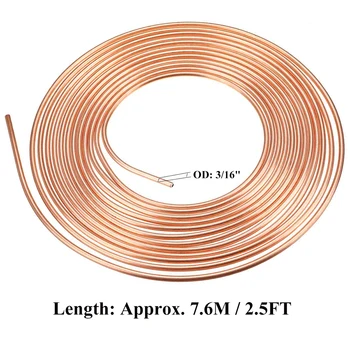 

25 Ft. Roll Coil of 3/16" OD Copper Nickel Brake Line Tubing Kit with Fittings