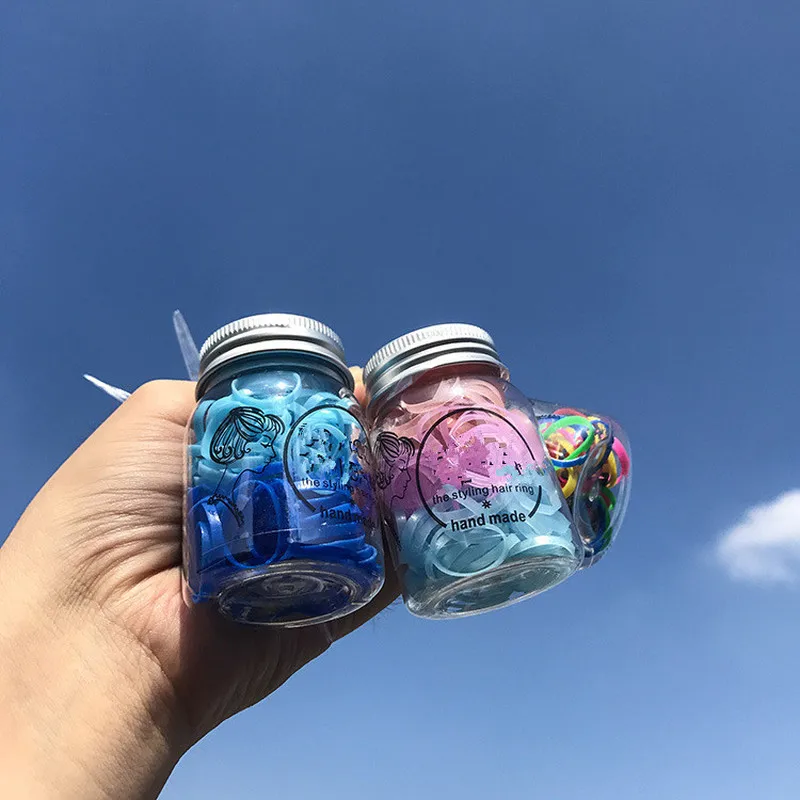 

120pcs Canned High Quality Rubber Hairband Disposable Gradient Color Headwear Elastic Hair Rope Tie Headband Hair Accessories