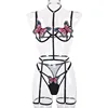 Sexy Butterfly Lingerie Hollow Out Bra and Party Sets Women's Underwear Female Garter Thong Set Lingerie Transparent Bra Set ► Photo 2/6