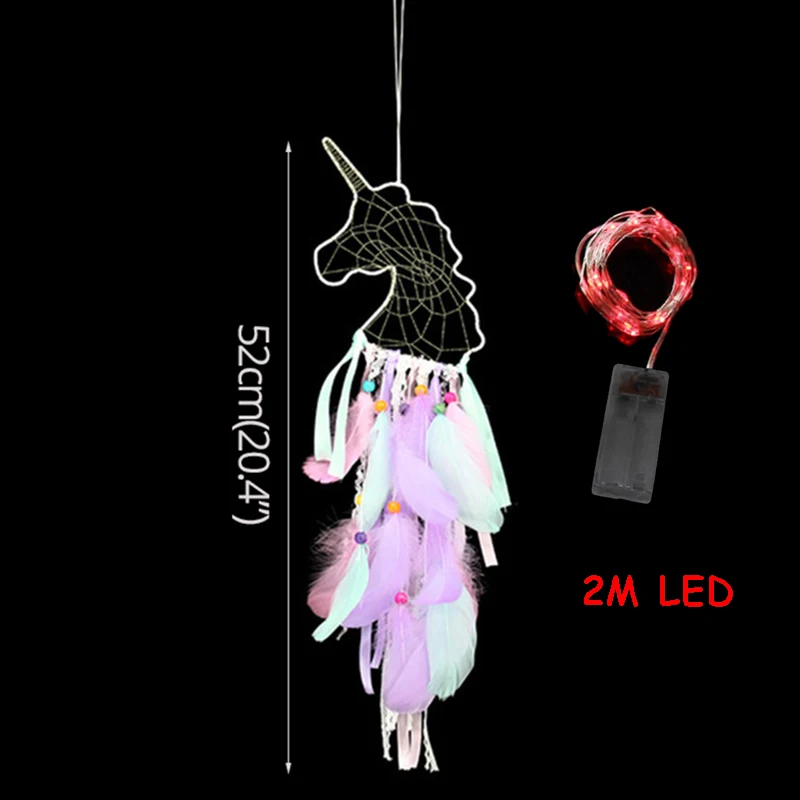 red Led set Светодиодный Единорог Ловец снов домашнее подвесное украшение Ловец снов цветочное украшение свадебный подарок для гостей товары для дня рождения - Цвет: red Led set
