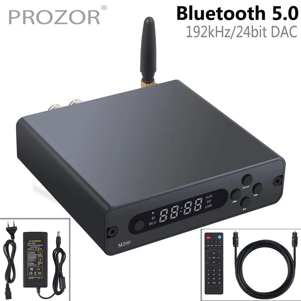 100W+100W Bluetooth-Compatible Hi-Fi Digital Power Stereo Audio Amplifier DAC Optical Coaxial USB to Analog Audio Converter Amp