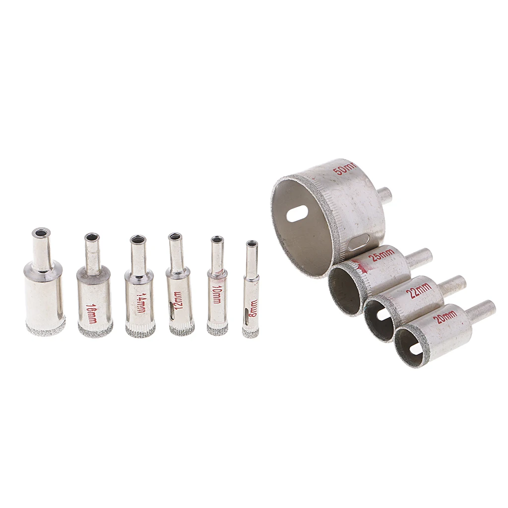 10x DIAMOND HOLE-SAW Tile Ceramic Porcelain Glass Drill Bit Cutter 8mm-50mm