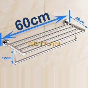 L is 60 cm Горячая,, настенный держатель для полотенец для ванной комнаты, хромированная стойка для полотенец, 60 см вешалка для полотенец из нержавеющей стали с крючками - Цвет: L is 60 cm