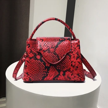 

European and American new PU handbags 2019 fashion Snake pattern wild shoulder handbag