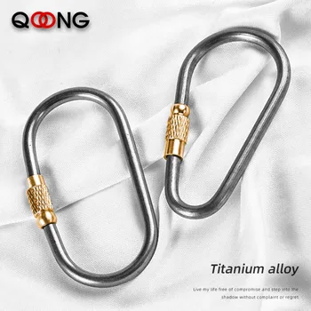 

10 Pieces Aviation Titanium Alloy Key Chains Waist Buckle Keychain with Brass Lock Camping Carabiner Survival Equipment Key Ring