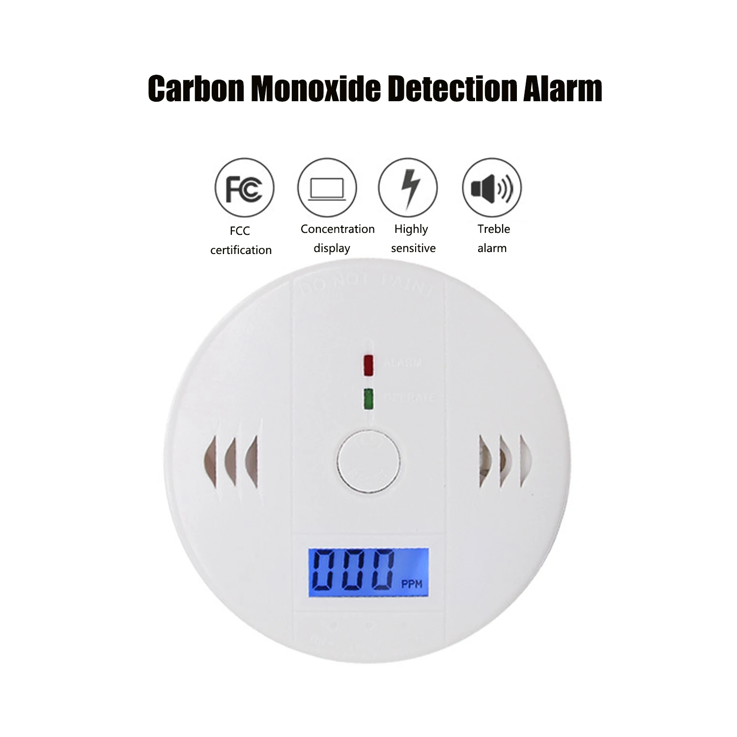 Carbon Monoxide Detector Smoke Alarm Gas Sensor CO Detector Alarm LCD Security Gas CO Monitor(3 AA Battery not included