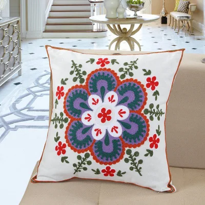 Хлопок с цветочной вышивкой узор наволочка 45*45 см наволочка Cojines Decorativos Para диван год декоративные подушки для дома - Цвет: 22