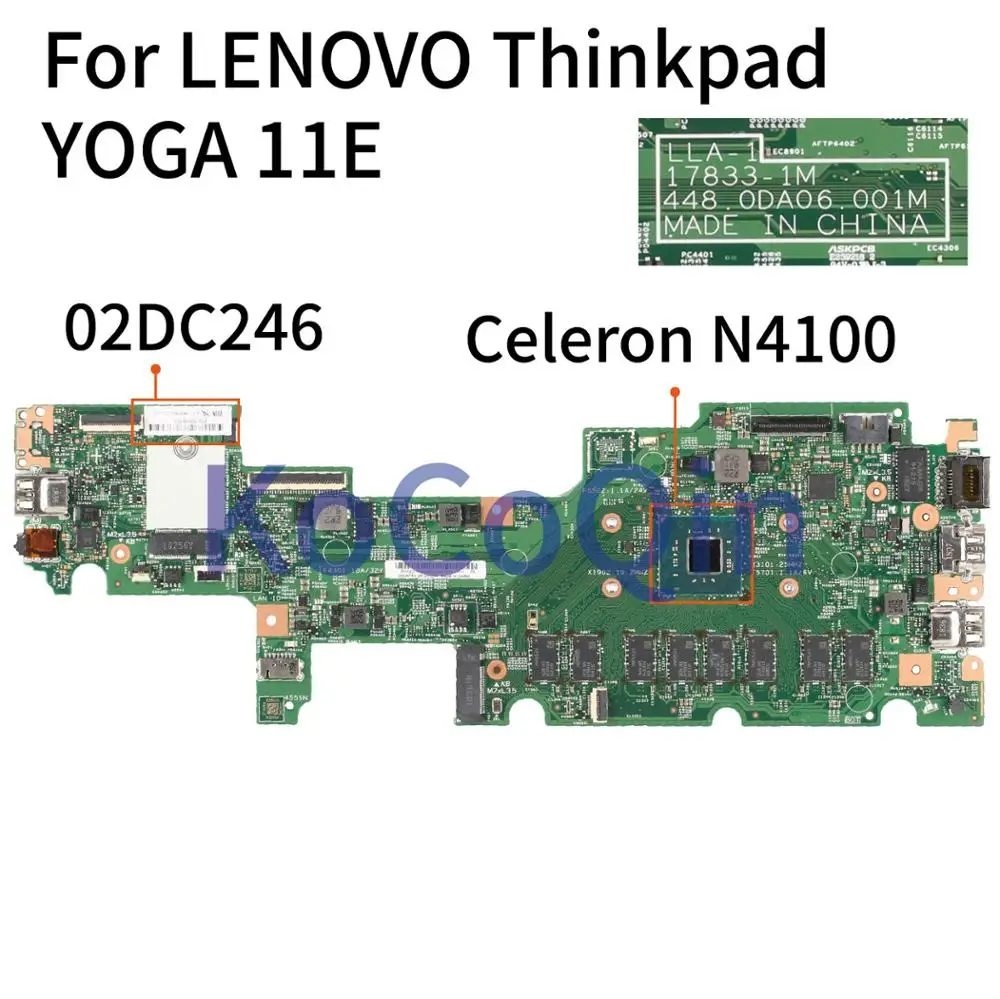 para Lenovo Thinkpad Yoga 11e N4100 Notebook Mainboard 178331m 448.0da06.001m 02dc246 Sr3s0 Computador Portátil Placa-mãe