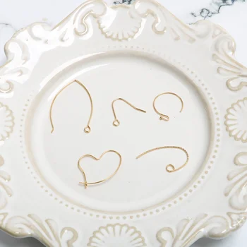 

Copper plated real gold wild French love semicircular curved ear hook earrings DIY handmade jewelry accessories materials 10 pcs