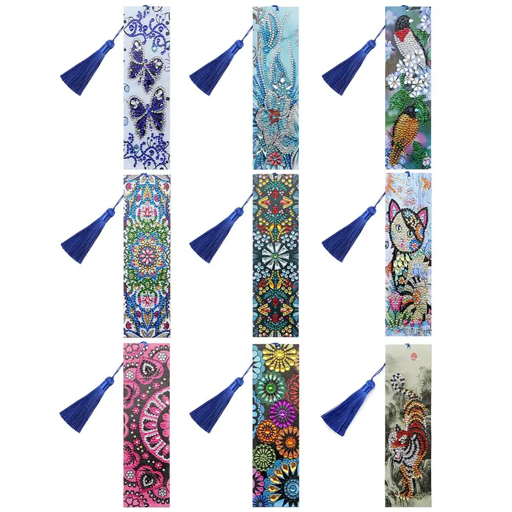 DIY Special Shaped Diamond Painting Leather Bookmark Tassel Book Marks Gift S1 