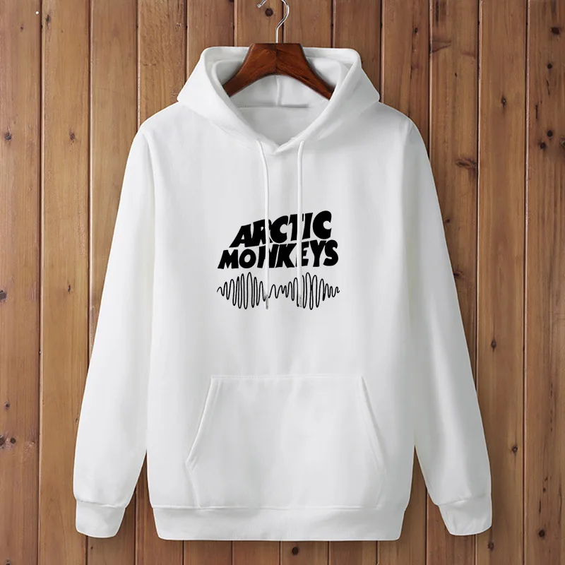 Осень Зима ARCTIC MONKEYS звук волны печатных флисовые толстовки с длинным рукавом Пуловеры женские хип-хоп свитера для скейтборда - Цвет: white