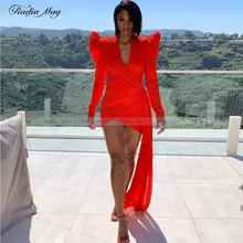 Сексуальные мини-короткие красные африканские платья для выпускного вечера с v-образным вырезом, черные вечерние платья для выпускного вечера с длинными рукавами для девочек, коктейльное вечернее платье