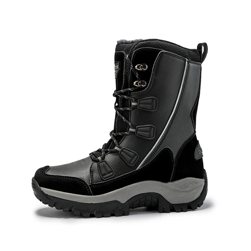 Женские зимние ботинки; теплые зимние ботильоны; водонепроницаемые кроссовки; женская уличная спортивная обувь для пеших прогулок; женская обувь для путешествий - Цвет: black