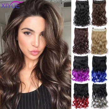

XIYUE 24 Inches Long Synthetic Hair Clip In Hair Extension Heat Resistant Hairpiece Natural Straight Wavy Hair Piece
