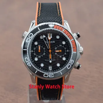 

Luxury Bliger 41mm black dial luminous marks orange black bezel sapphire full chronograph function quartz movement men's watch