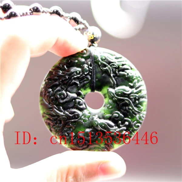 Ожерелье из бусин с подвеской в виде дракона натурального черного нефрита модные