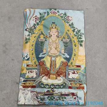 

Nepalese Tara Thangka brocade, silk fine embroidery, Tibetan Buddha Thangka machine embroidery