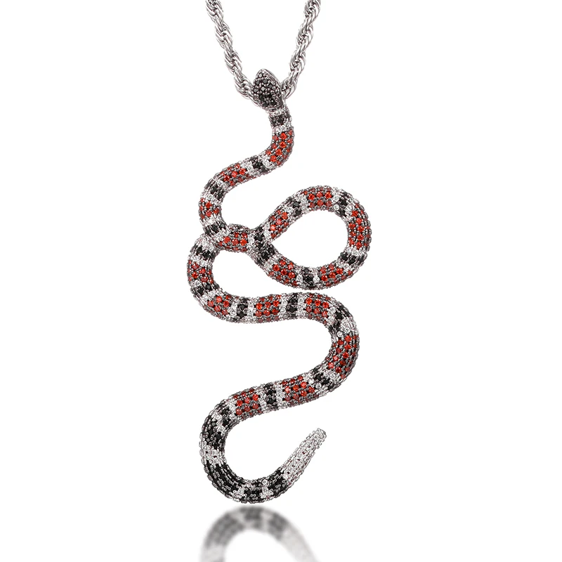 D&Z Hip Hop Coral Snake Pendant Bling Cubic Zirconia Iced Out In White Gold  Color Necklaces & Pendants For Men Jewelry With _ - AliExpress Mobile