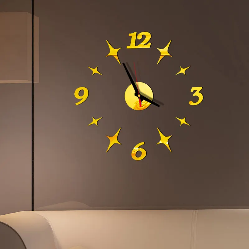 DIY Modern 3D Creative Clock Acrylic Mirror Stickers Large Wall Living Room Quartz Needle Horloge Home Decor Wallclock | Дом и сад