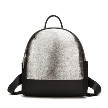 

women causal small shiny unique backpack for female mini personality black gold silver red daypack
