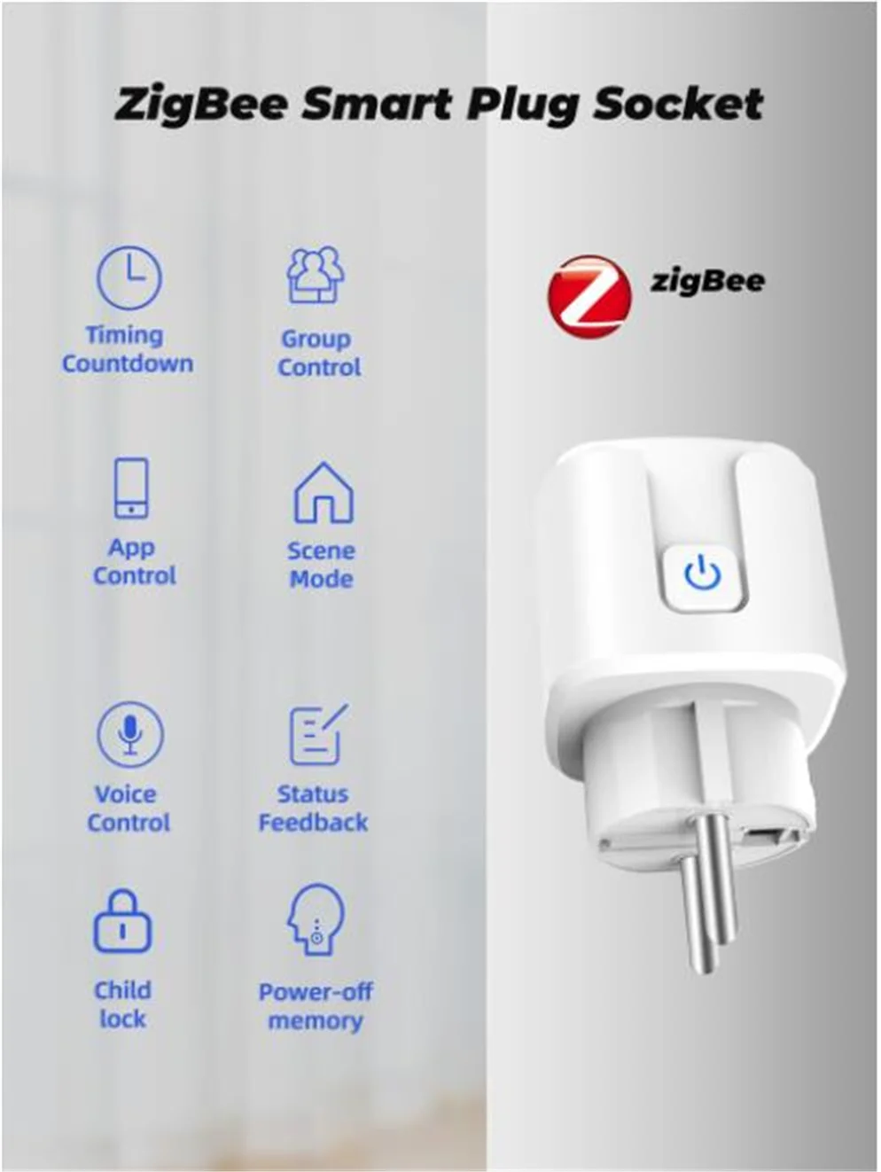 Tomada de Energia Trabalho com Alexa Tuya Zigbee Tomada Inteligente Elétrica Monitor Vida - Controle Google Casa 16a 3.0 ue 1 16a tuya zigbee 3.0 ue tomada inteligente