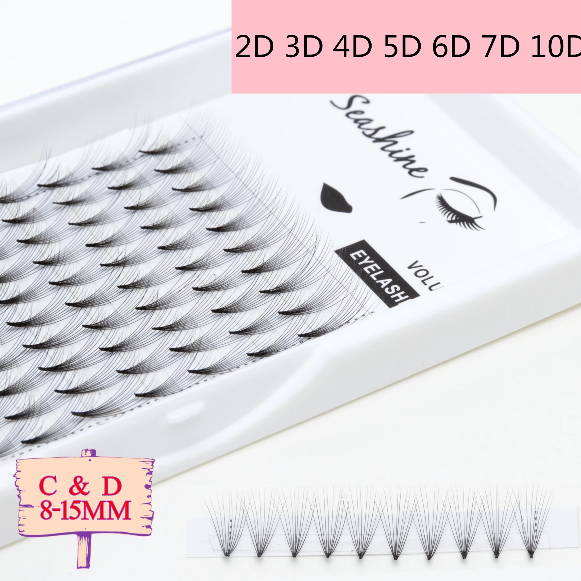 Seashine Middle Tape Premade Fans False Eyelashes Extension Russian Volume Lashes Faux Mink Individual Lash Extensions Cilia 2d false eyelashes 0 10mm c d curl mink eyelash ​premade volume fans lashes natueal soft lashes individual lash extension