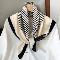 Luxury Brand Silk Square Plaid Scarf Women Satin Neck Hair Tie Band Soft work neckerchife 2021 NEW Hijab Head Female Foulard 4
