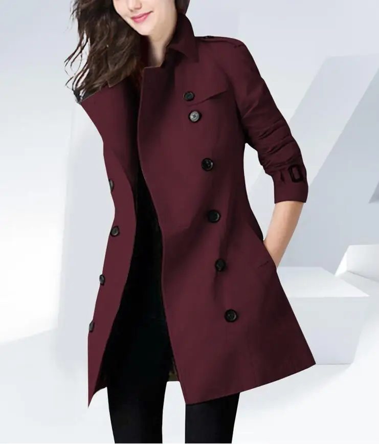 Short trench coats women's wine red windbreaker spring autumn 2021 new ...