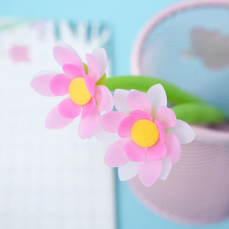 48PCS Pink Lotus Modeling Student Gel Pen Flower Writing Implement Office Stationery Kawaii School Supplies | Канцтовары для офиса