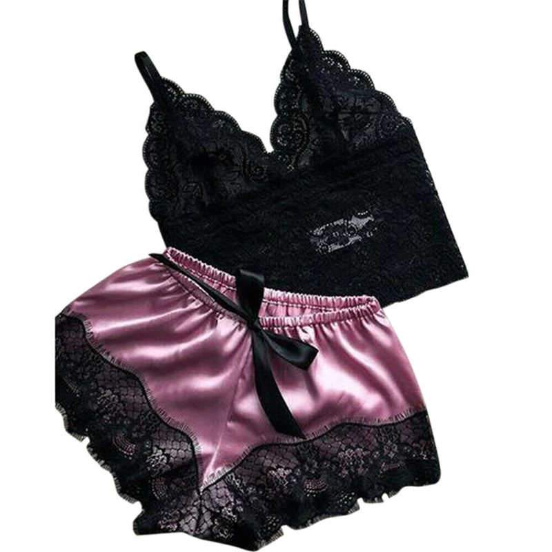 Women pajamas Lace Sexy Lingerie Sleepwear Nightdress Tops Shorts Set Women's Home Dresses Babydoll Yoga Underwear Nightgown