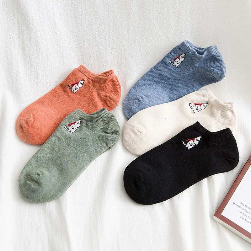 Женские короткие носки с героями мультфильма «бегемотик»; хлопковые уличные носки в стиле Харадзюку; модные повседневные Забавные милые носки в стиле Kawaii