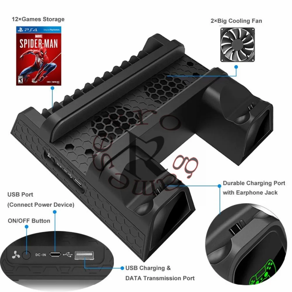 Новый PS4/PS4 Slim/PS4 Pro двойной контроллер зарядное устройство консоль вертикальная охлаждающая подставка зарядная станция Док-станция для SONY
