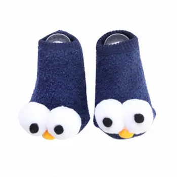 

Baby Socks Rubber Non-Slip Floor Cartoon Big Eyes Children's Autumn And Winter New Coral Fleece Toddler Baby Socks Cute 0-3 Year