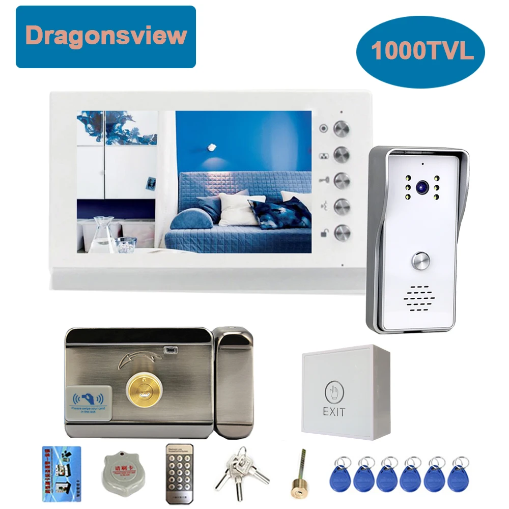 Видеодомофон Dragonsview 7-дюймовый дверной звонок домофон с монитором и наружной
